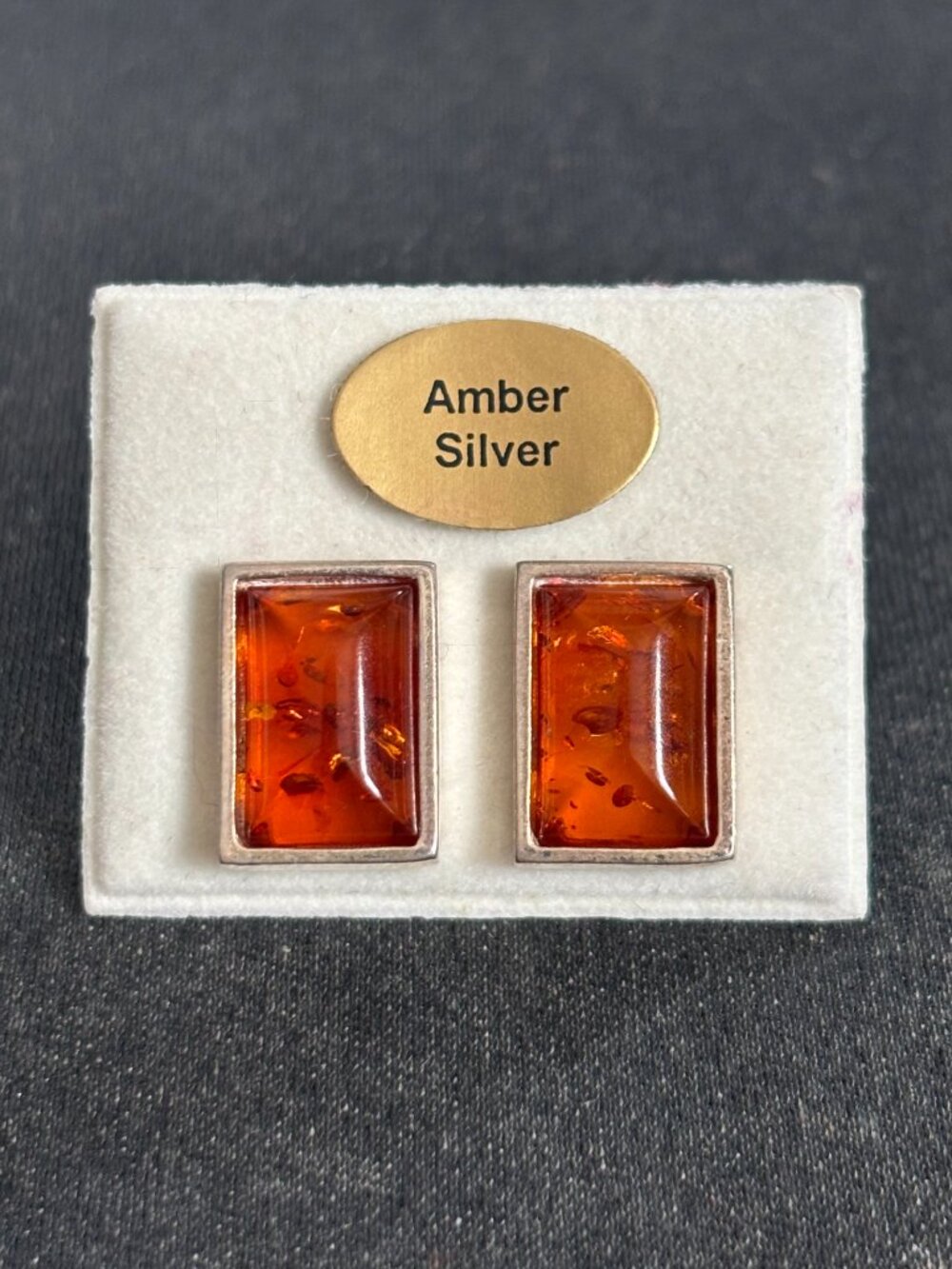 Baltic Amber & Sterling Silver Rectangular Stud Earrings